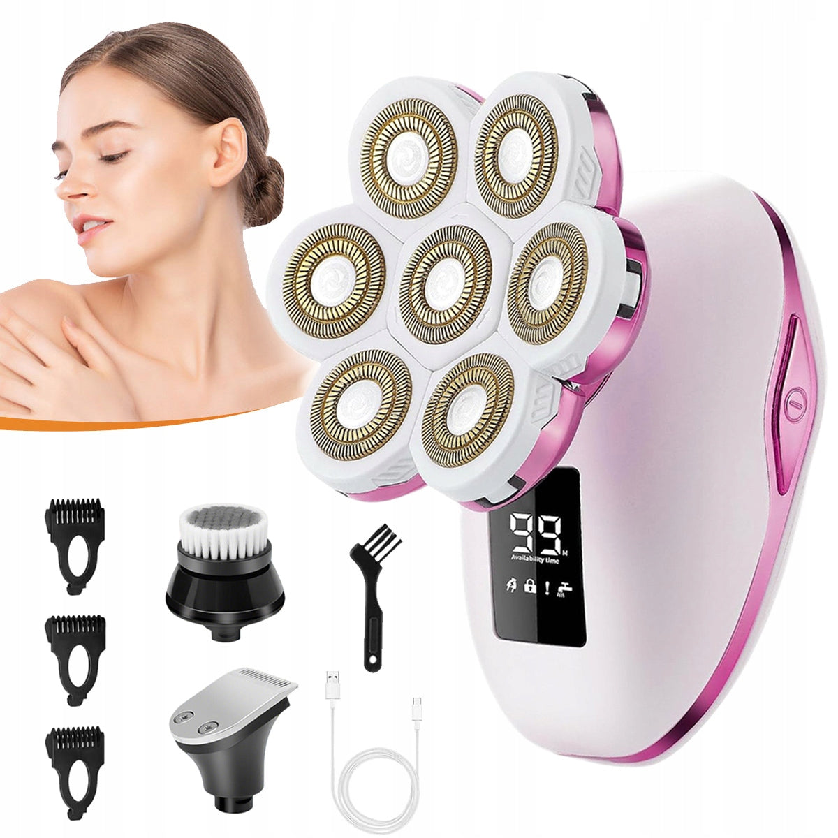 SHAVER WOMEN'S CORDLESS RAZOR 7D USBC TRIMMER