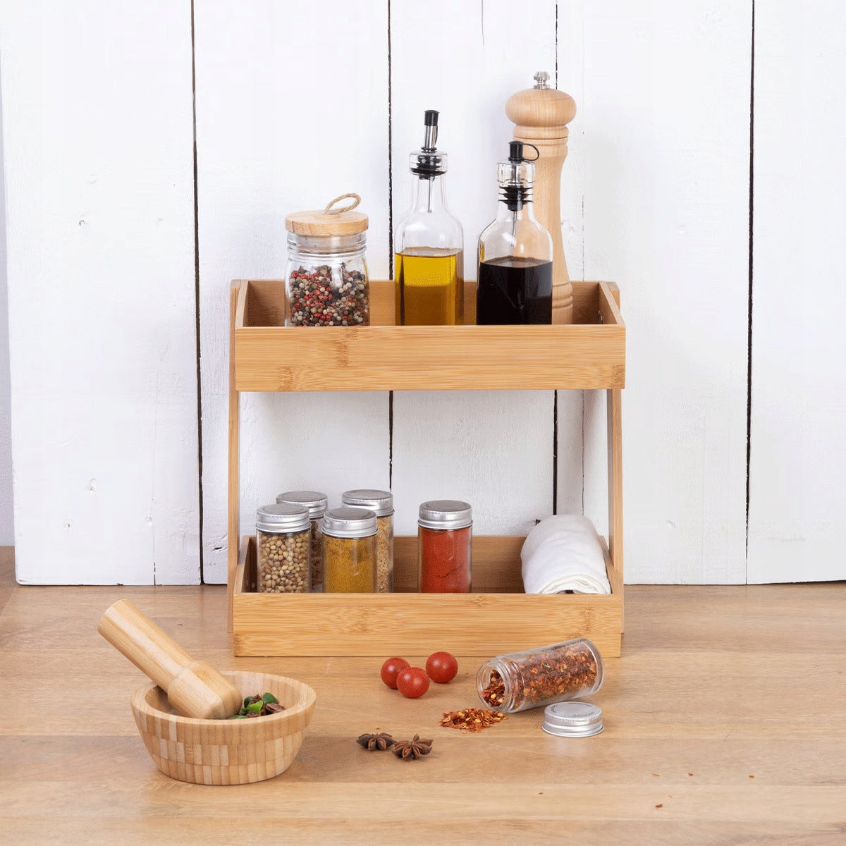 SHELF BAMBOO KITCHEN ORGANIZER FOR SPICES EAN (GTIN) 3560233828651