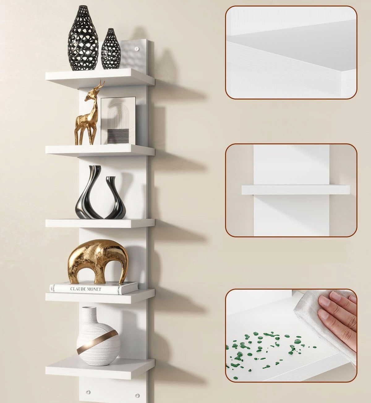 SHELF HANGING WALL PANEL 5 LEVELS CORNER BOOKCASE FLOATING Brand no brand