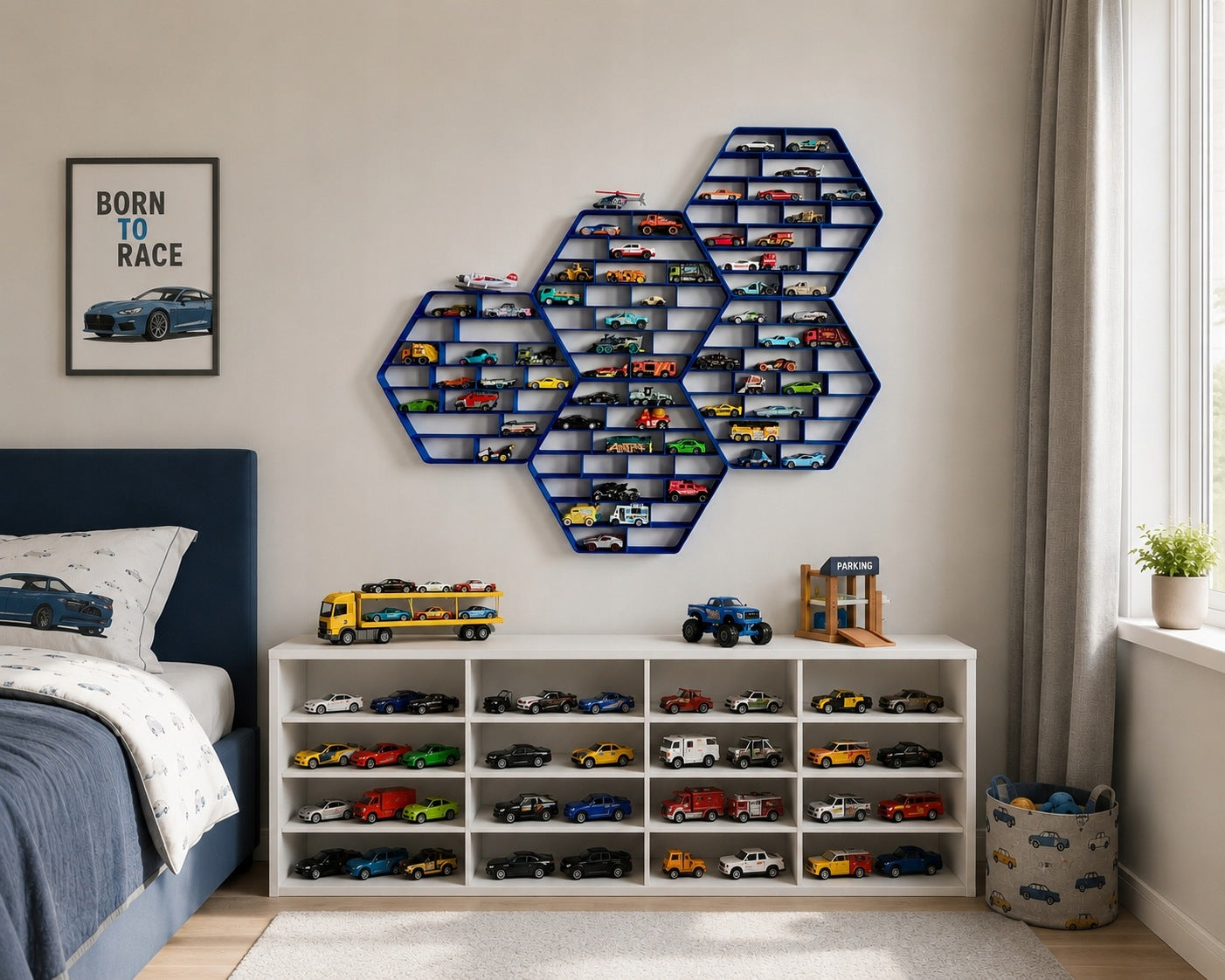 SHELF RESORAKI RACK FOR CARS GARAGE FOR CARS - BLUE Manufacturer code półka na auta resoraki autka