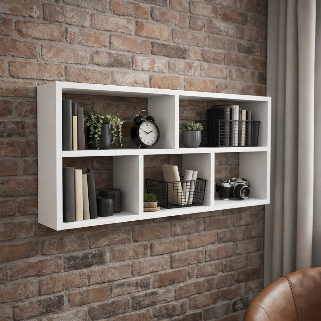 SHELF hanging WHITE wall bookcase for living room partitions 100x50x20 Packaging status original