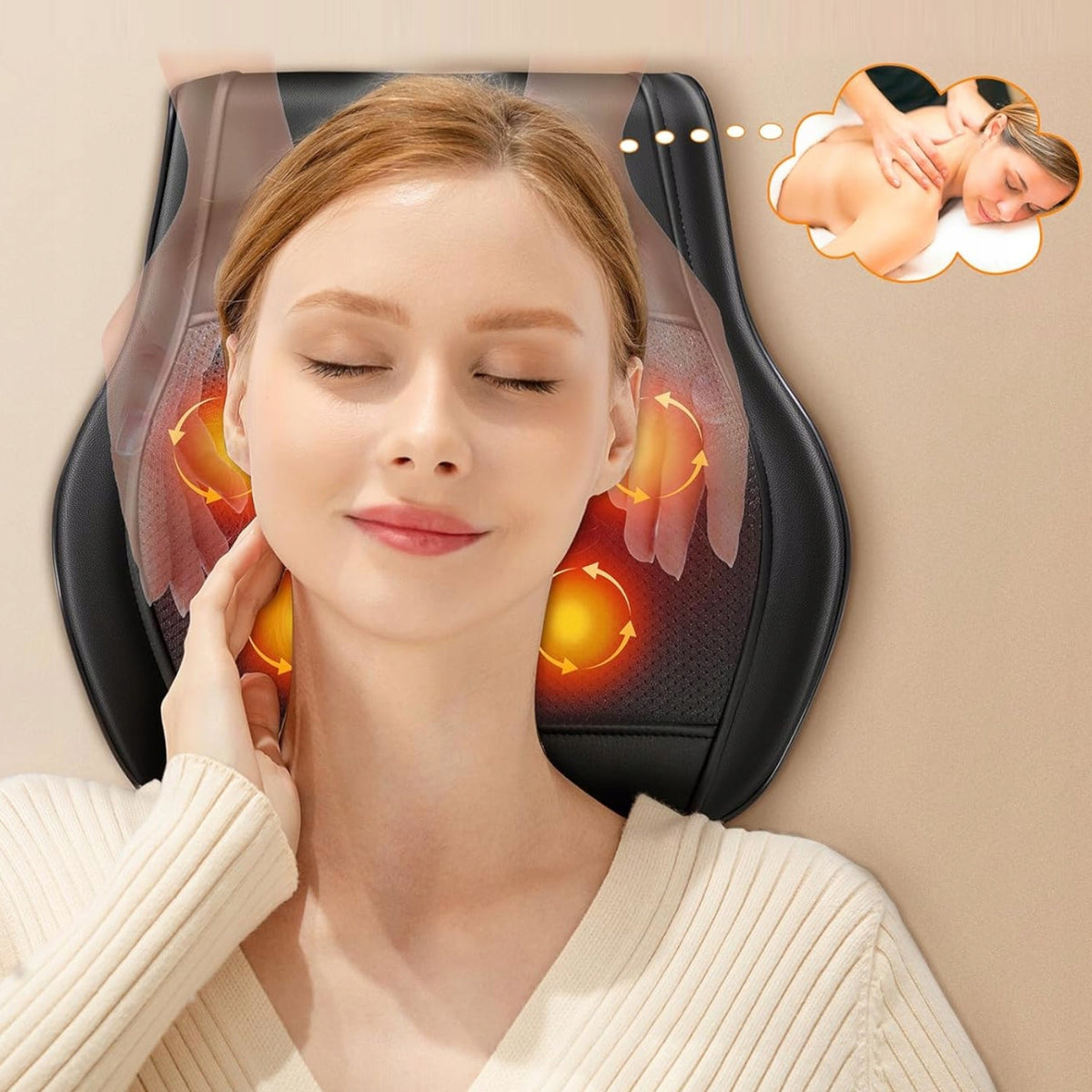 SHIATSU MASSAGE PILLOW BACK HEATING MASSAGER NECK BODY BACK LEG Packaging status original