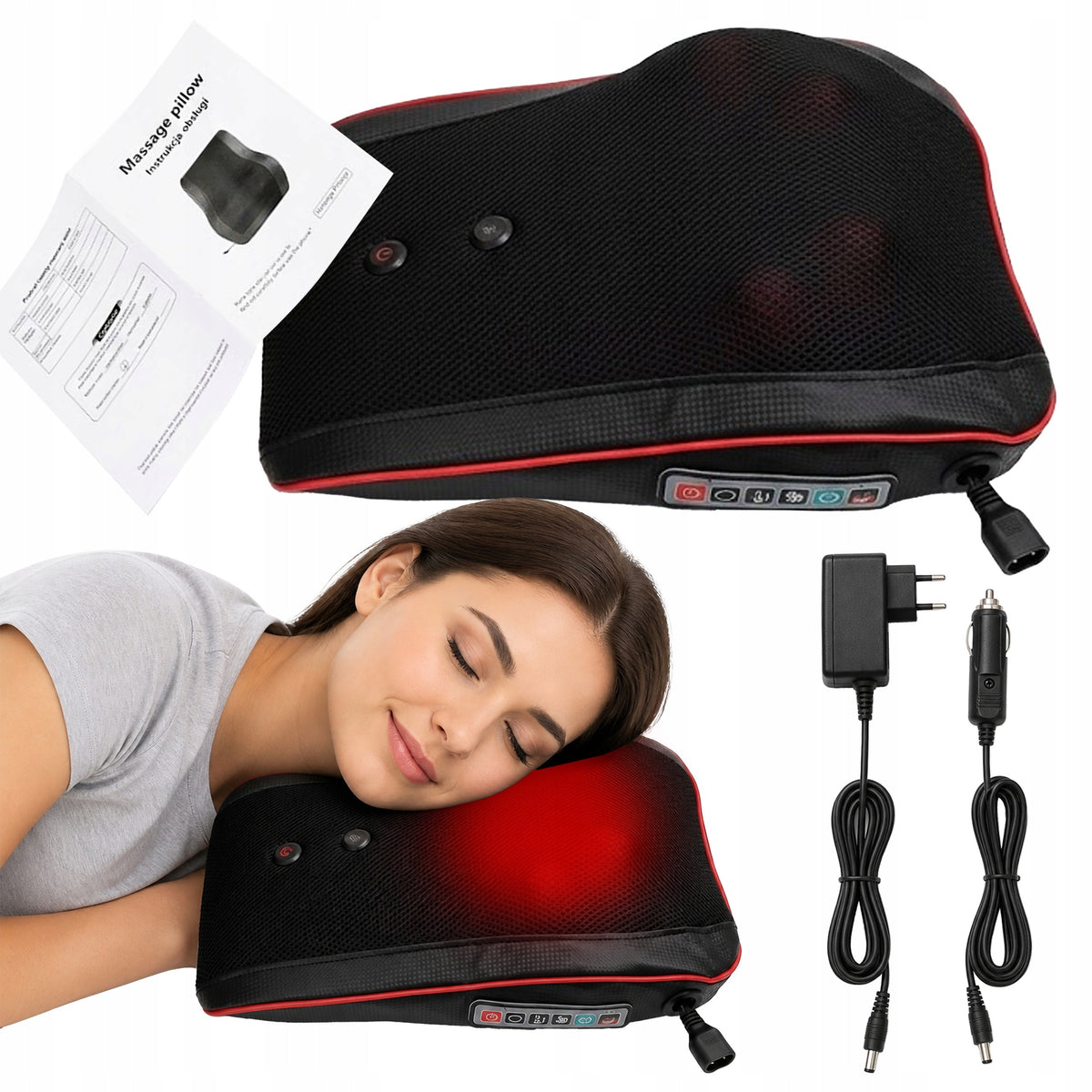 SHIATSU MASSAGE PILLOW BACK HEATING MASSAGER NECK BODY BACK LEG