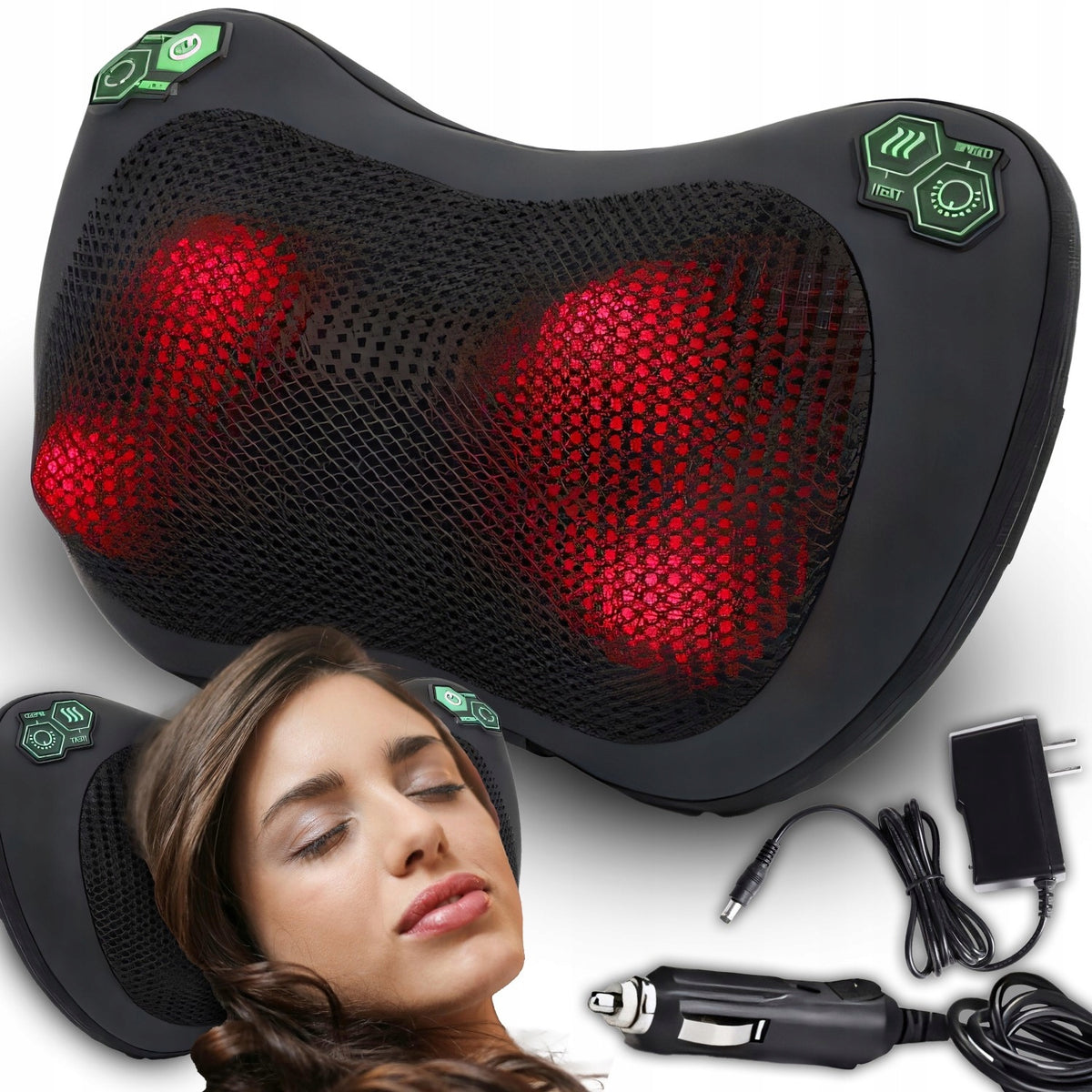 SHIATSU MASSAGER MASSAGE PILLOW FOR BACK NECK MASSAGE BODY HEATED Packaging status original