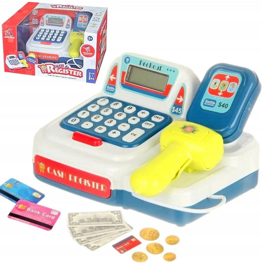 SHOP CASH REGISTER WITH SOUND CALCULATOR AND ACCESSORIES