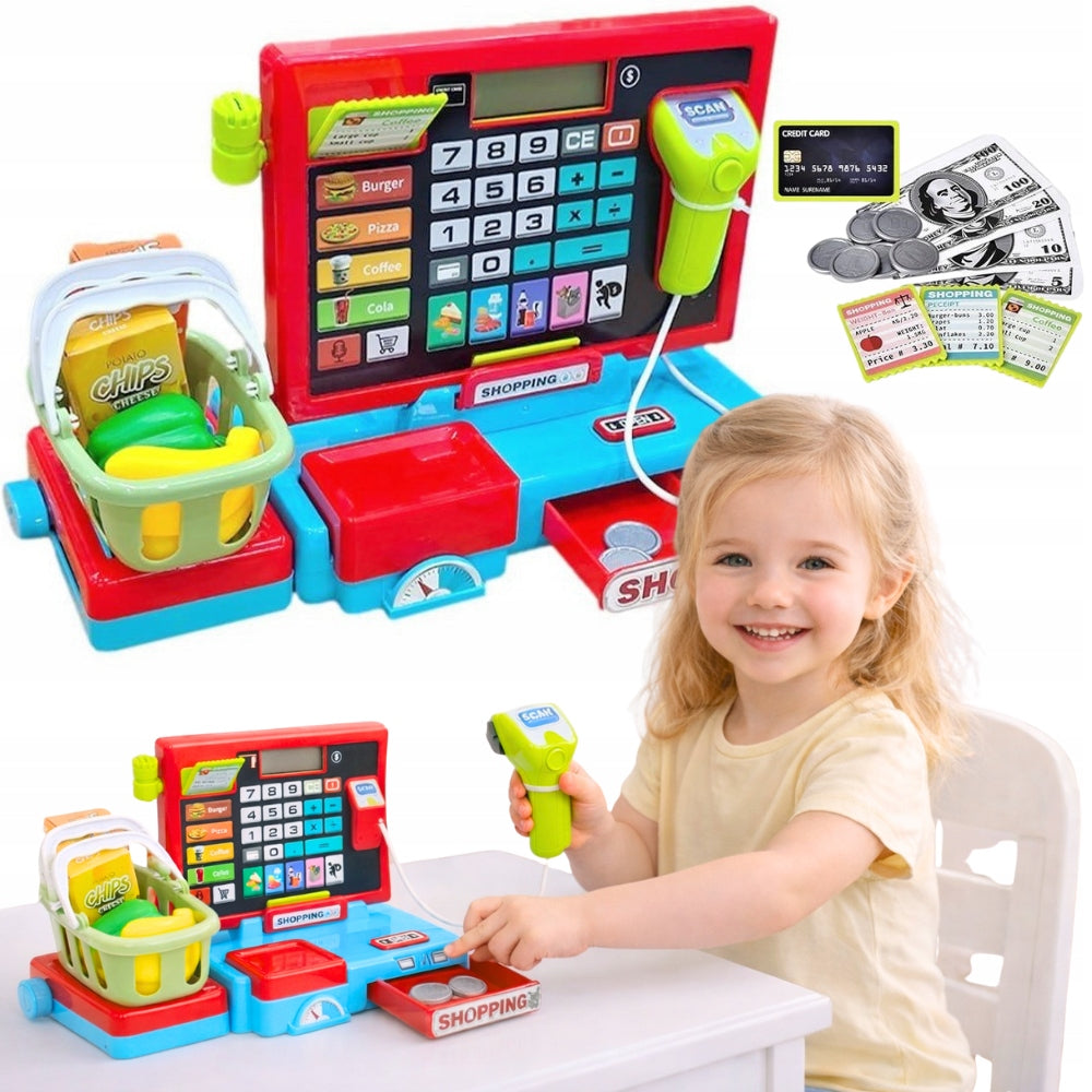 SHOP CASH REGISTER WITH SOUND CALCULATOR AND PRODUCTS FUN IN THE STORE