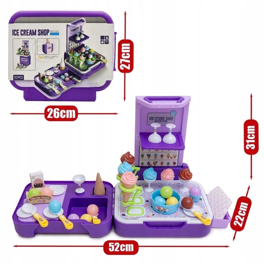 SHOP ICE CREAM SHOP 3in1 KIDS KITCHEN ICE CREAM CONFECTIONERY SET IN SUITCASE Manufacturer code SKLEP LODZIARNIA JUPILO
