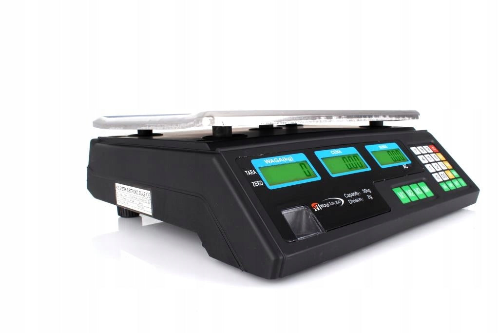SHOP SCALE 30KG 2g ELECTRONIC 2x BATTERY storage calculation Power supply battery and mains