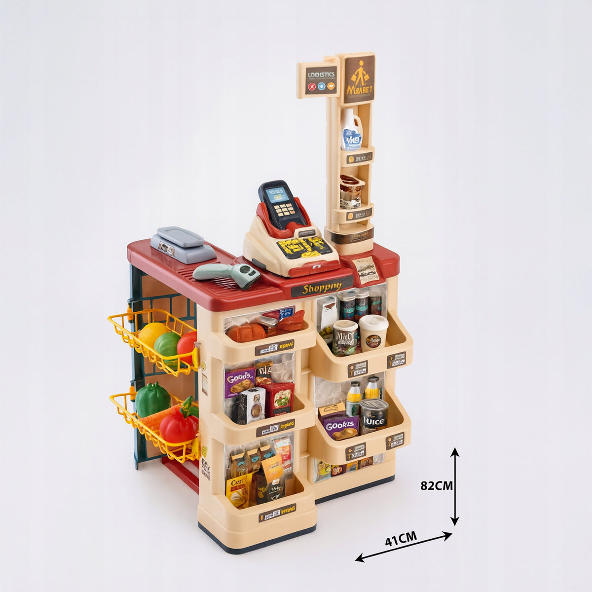 SHOP SUPERMARKET FOR CHILDREN SHOPPING BASKET SCANNER CASH REGISTER WEIGHT ACCESSORIES Packaging status original