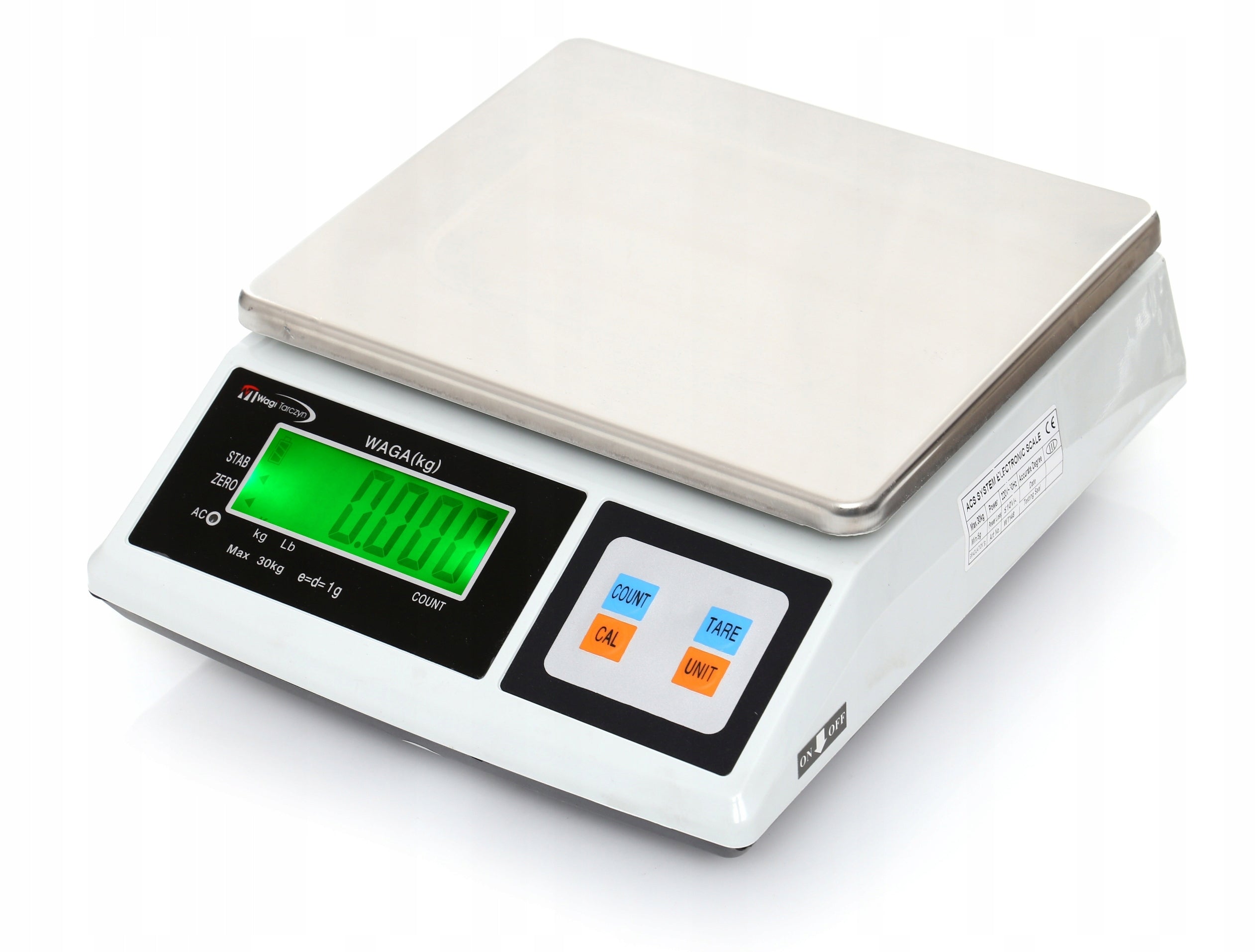 SHOP WEIGHT 30KG 1g ELECTRONIC COUNTING PIECES Additional information auto-off option tare function LCD display back light Polish subtitles built-in battery