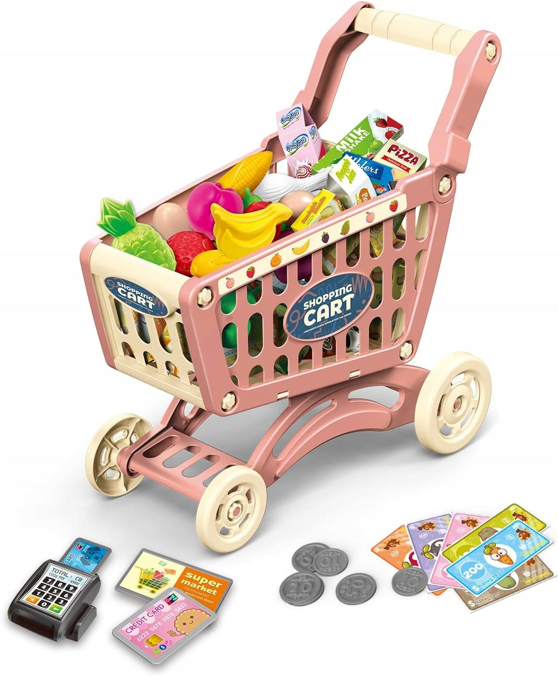 SHOPPING TROLLEY SHOPPING BASKET for children fun FOOD PRODUCTS