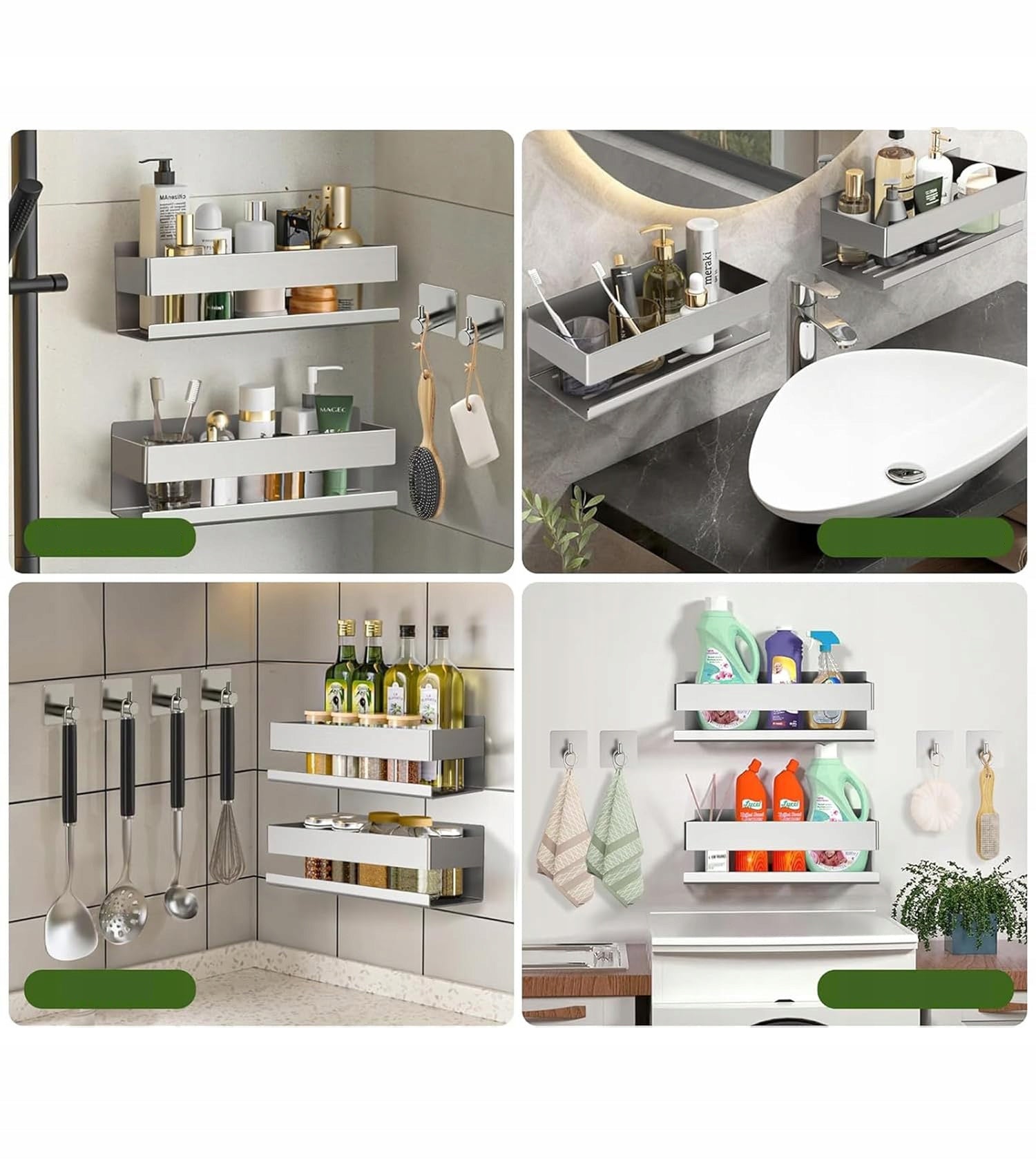 SHOWER SHELF WITHOUT DRILLING, STAINLESS SHOWER SHELF, ORGANIZER Packaging status original