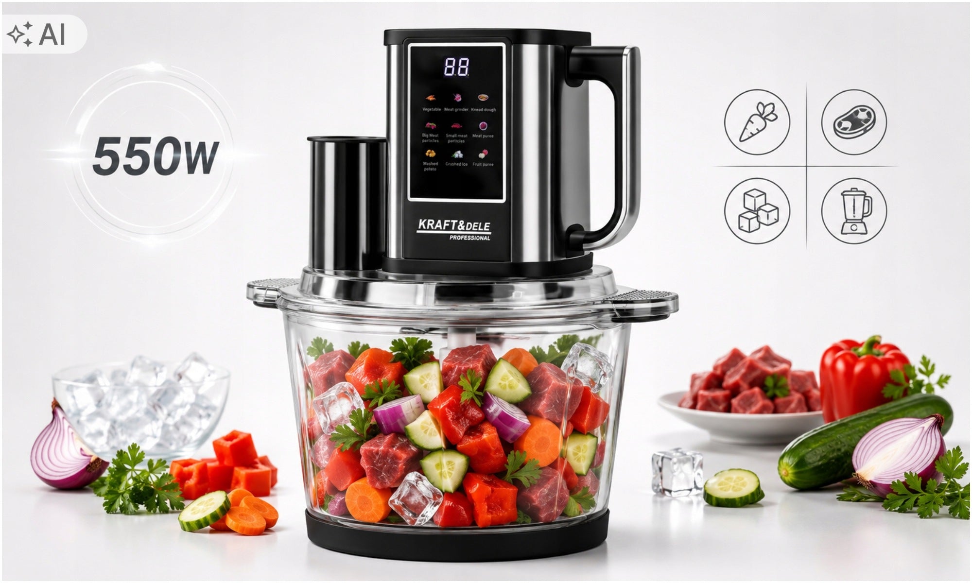 SHREDDER VEGETABLE SHREDDER ELECTRIC MEAT CHOPPER MALAKSER 500W Packaging status original