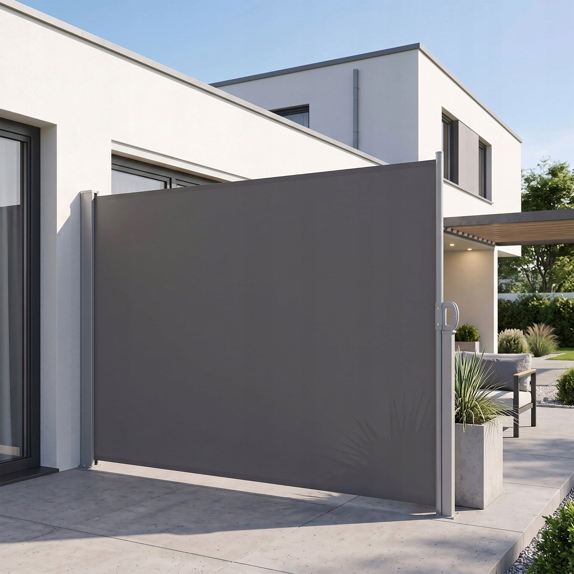 SIDE AWNING ROLLER BLIND FOR TERRACE COVER TERRACE SCREEN 300x160 cm RETRACTABLE Length 300 cm