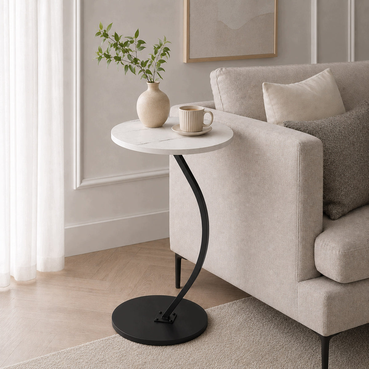 SIDE COFFEE TABLE ROUND WHITE MARBLE GLAM MODERN 40 CM Manufacturer code 611356MG