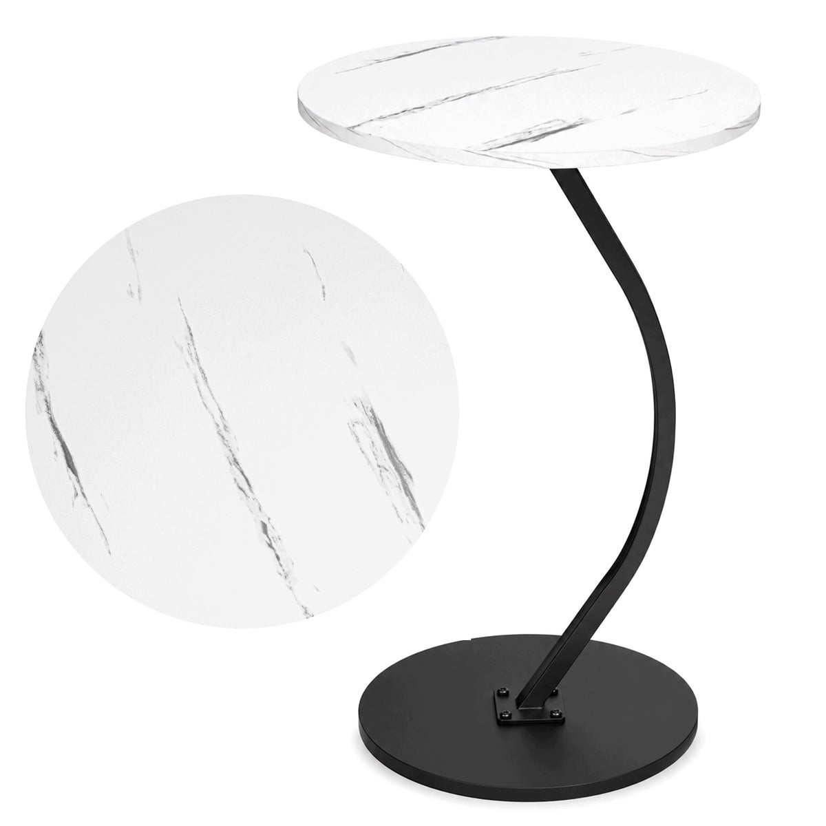 SIDE COFFEE TABLE ROUND WHITE MARBLE GLAM MODERN 40 CM