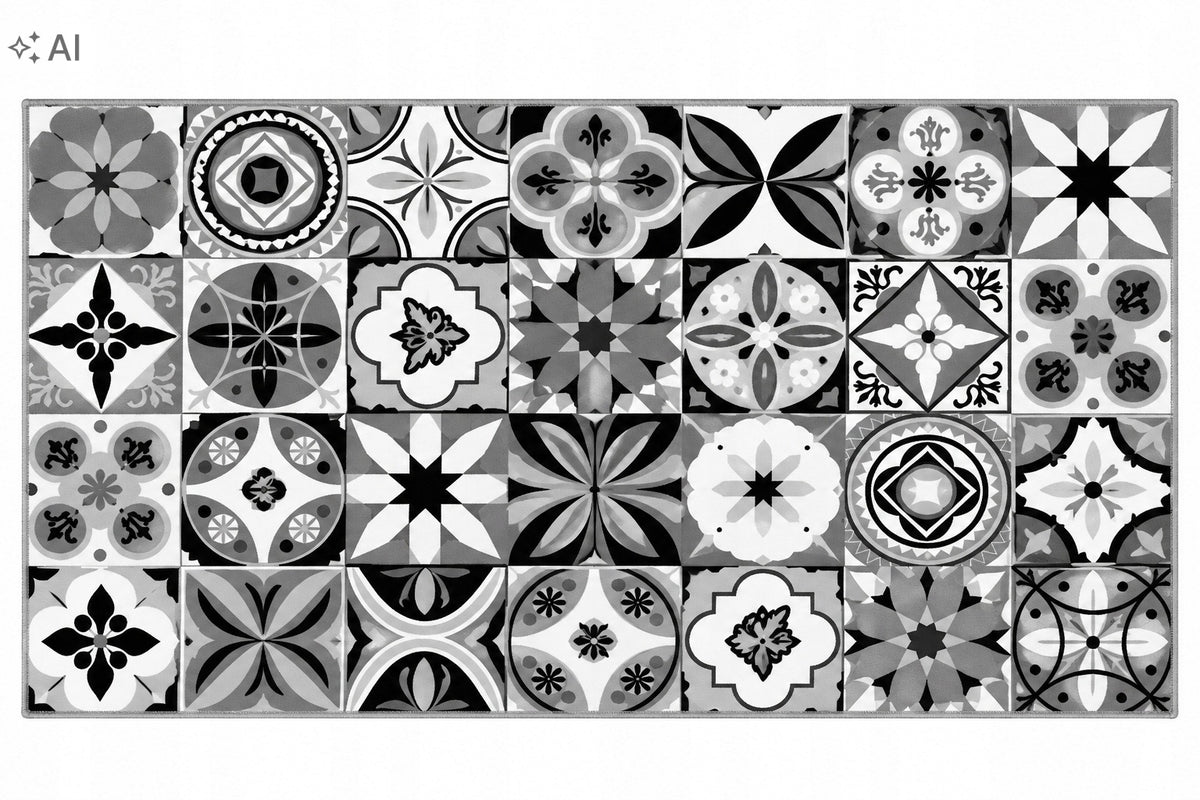 SIDEWALK FLOOR MAT KITCHEN RUG NON-SLIP STAINED GLASS VINTAGE 60x180