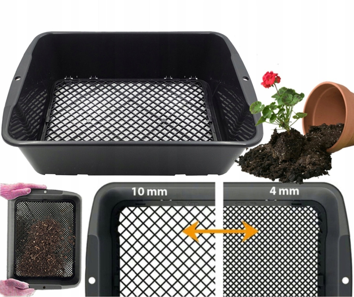 SIEVE GARDEN STRAINER ADJUSTABLE MARTOM HANDLES ANTI-SEND NEW 39X29CM Power supply handheld