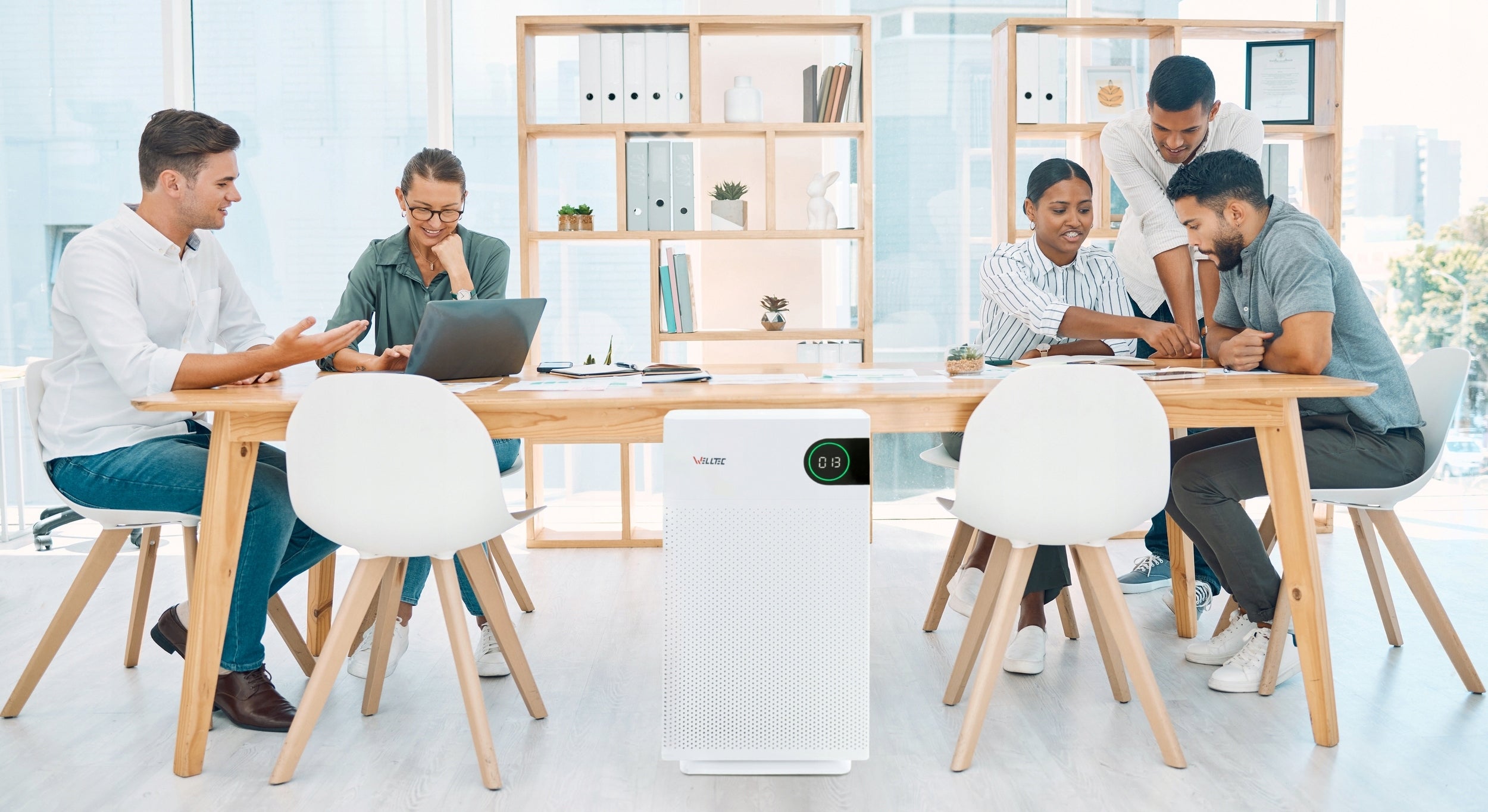 SILENT AIR PURIFIER WELLTEC APH450D 85m² HEPA H13 WiFi TURBO FILTERS Dominant color white