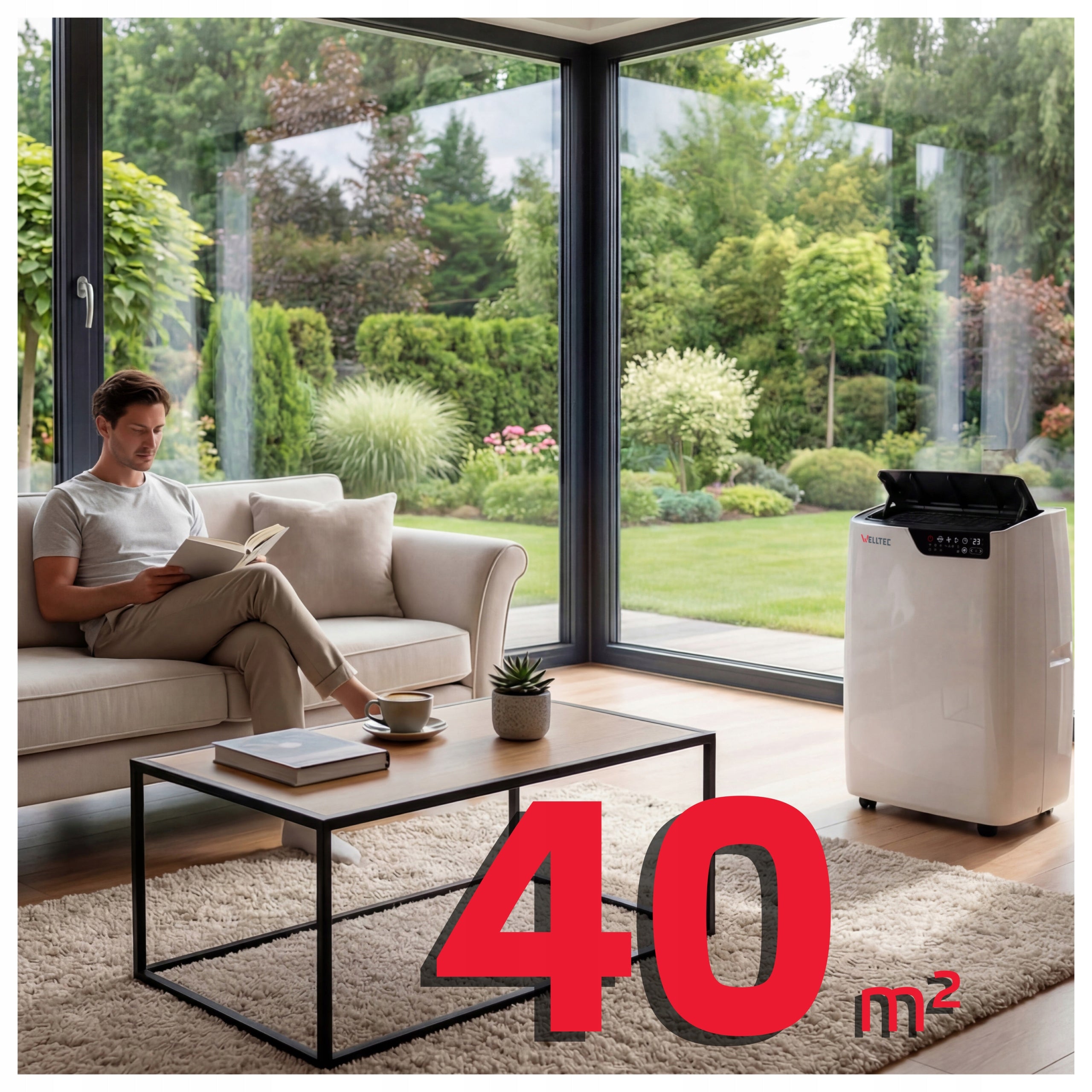 SILENT PORTABLE AIR CONDITIONER WELLTEC ACL09 - 3in1 WiFi 2,6kW 40m² +SEAL Packaging status original