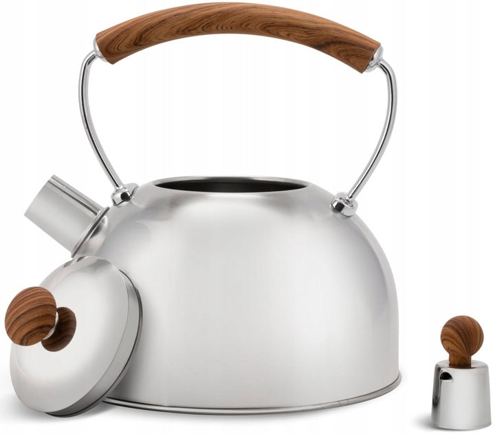 SILVER STEEL KETTLE WITH WHISTLE INDUCTION GAS 2,5L EDENBERG