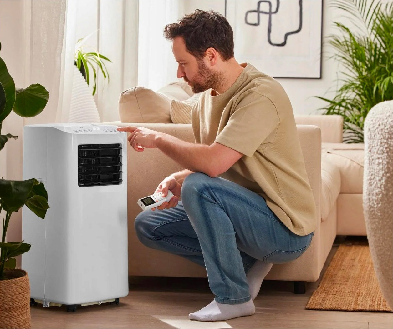SILVERCREST SMK 7000 B2 Air Conditioner Portable Efficient 2000W White Touch Control manual with the remote control
