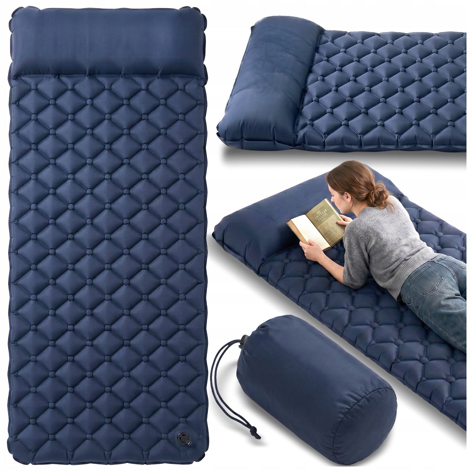 SINGLE INFLATABLE HIKING MATTRESS WITH PILLOW 190x58x5cm XXL