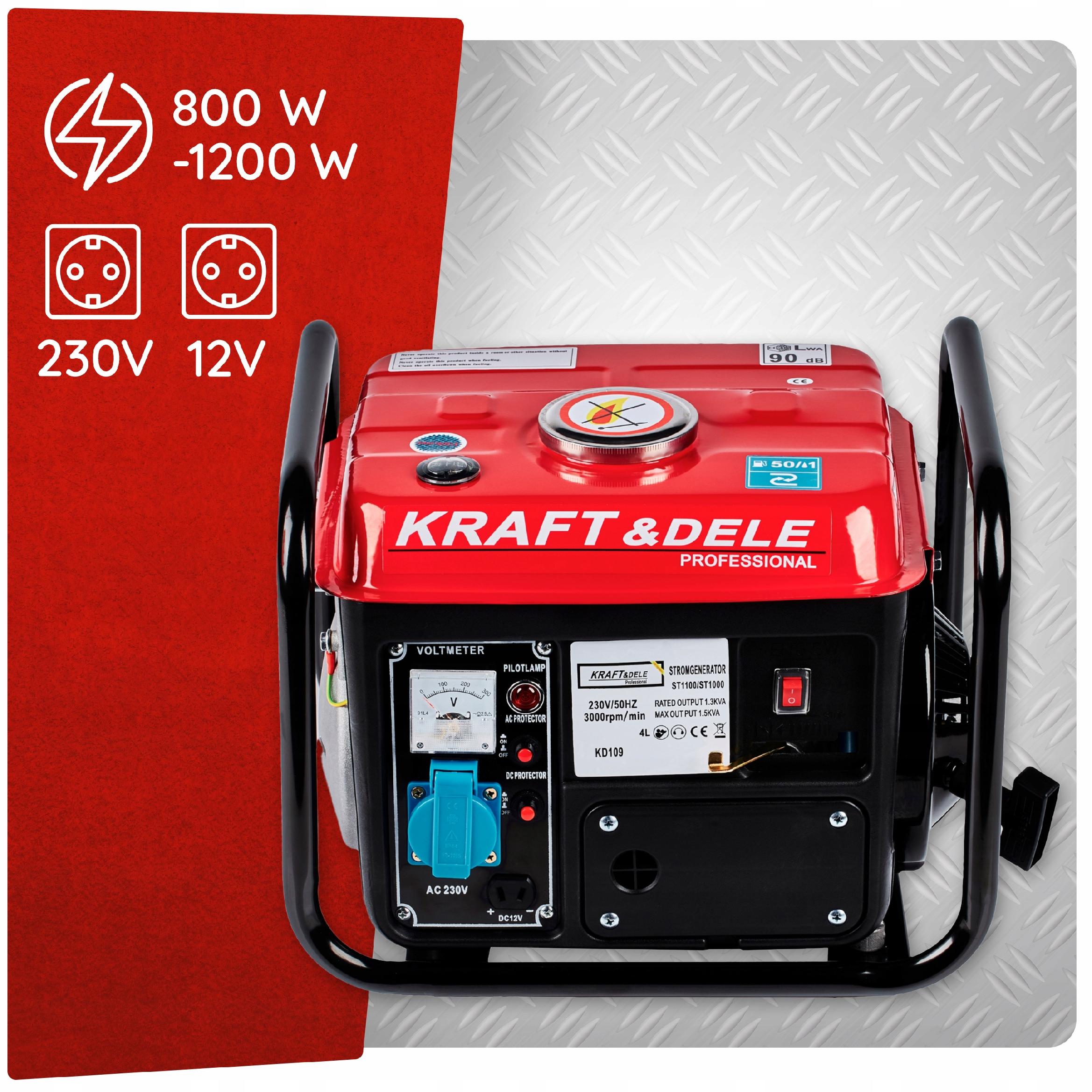 SINGLE PHASE GENERATOR SET 1200W PORTABLE GASOLINE GENERATOR Manufacturer code KD109