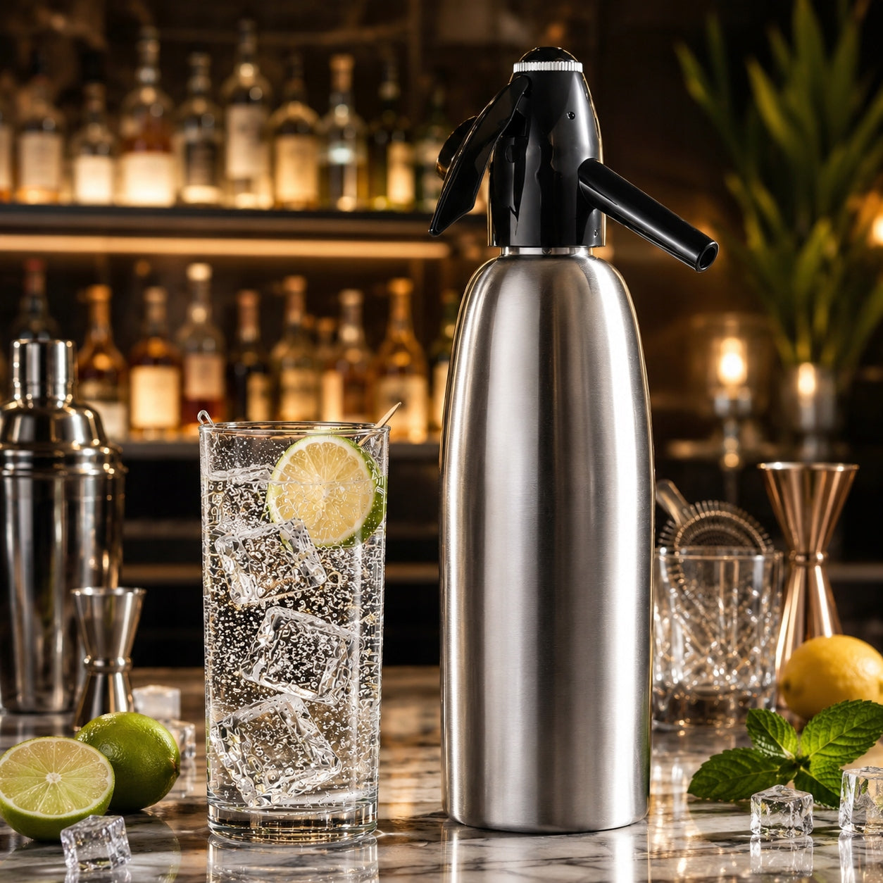 SIPHON SATURATOR FOR CARBONATED SODA WATER CO2 STEEL 1L silver Manufacturer code sennifar-3744