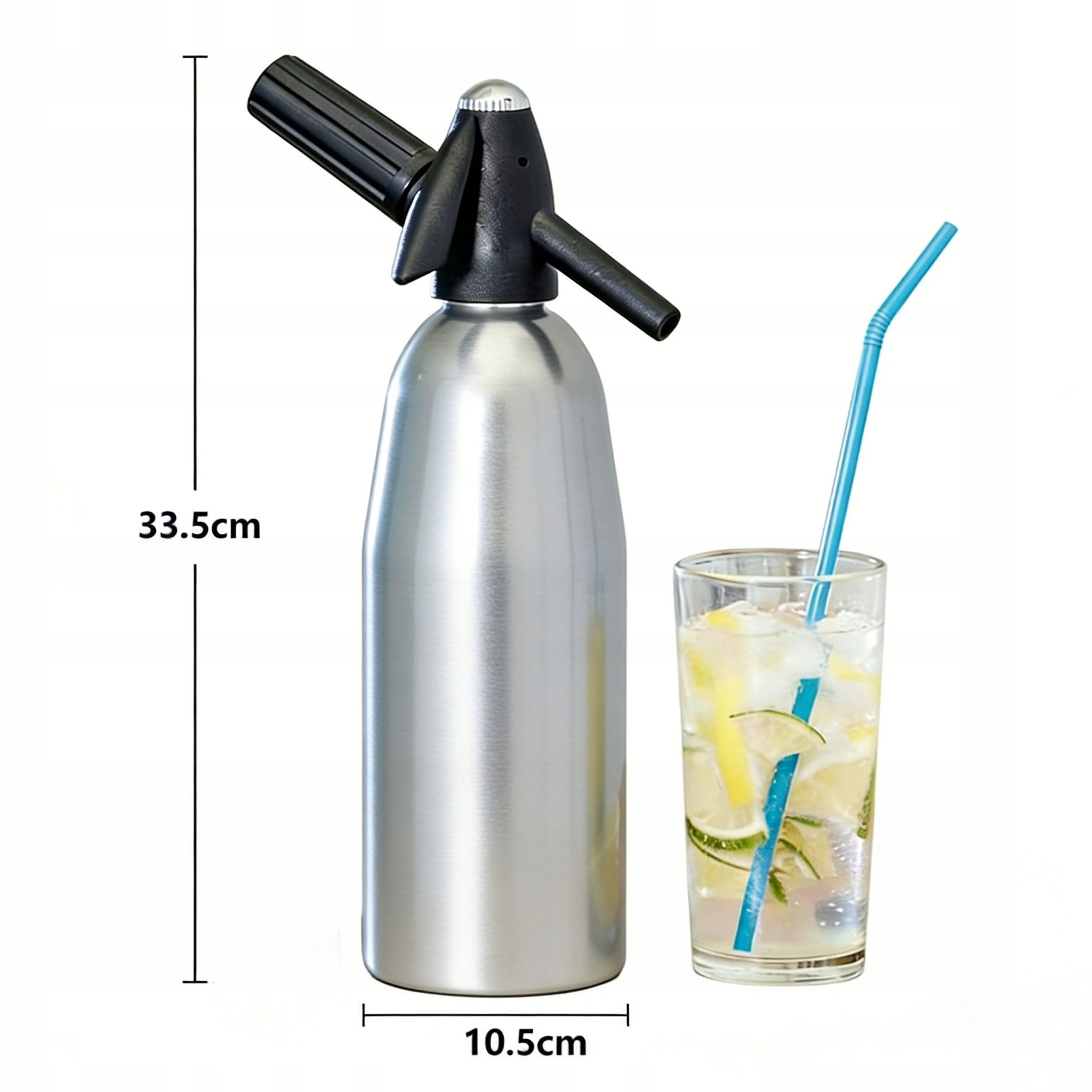 SIPHON SATURATOR FOR CARBONATED SODA WATER CO2 STEEL 1L silver Packaging status original