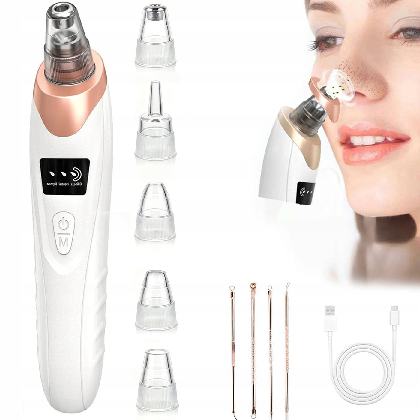 SKIN VACUUM CLEANER WITH MICRODERMABRASION – 5 TIPS FOR BLACKHEADS AND PORES, 3 LEVELS