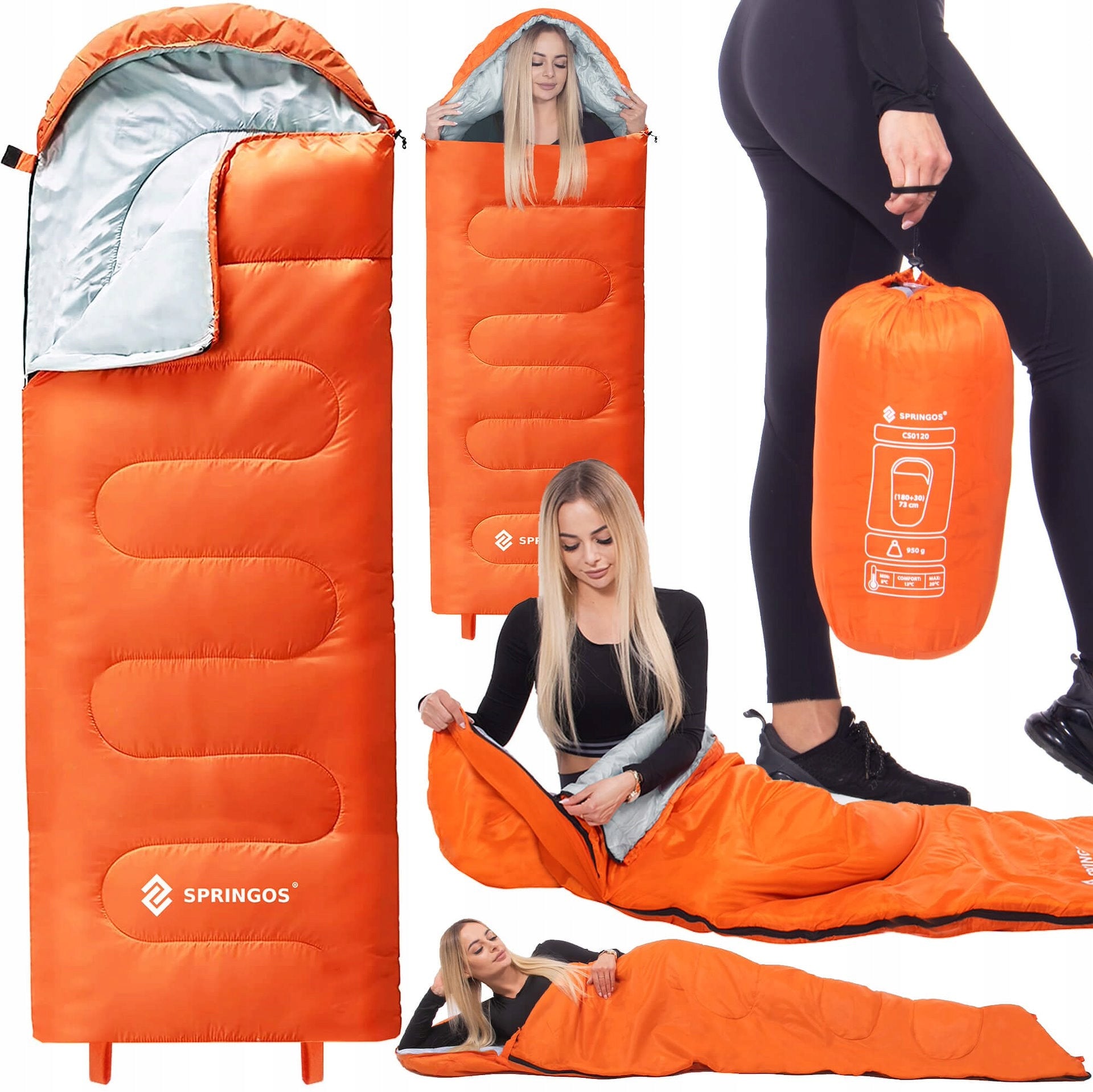 SLEEPING BAG MUMMY HIKING LIGHT WARM QUILT HOOD 2in1 COVER 205x73 CM Manufacturer code CS0120