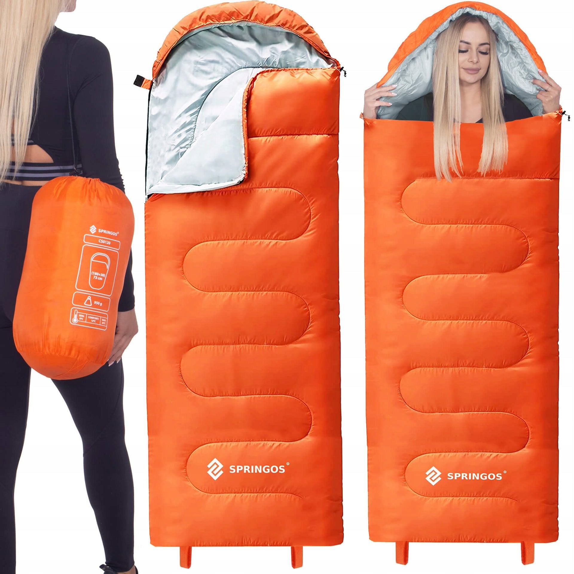 SLEEPING BAG MUMMY HIKING LIGHT WARM QUILT HOOD 2in1 COVER 205x73 CM