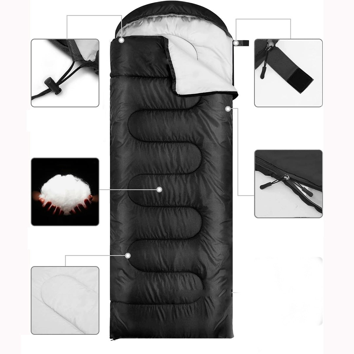 SLEEPING BAG MUMMY HIKING LIGHT WARM QUILT HOOD 2in1 COVER 210x75 CM Manufacturer code 4006743769347