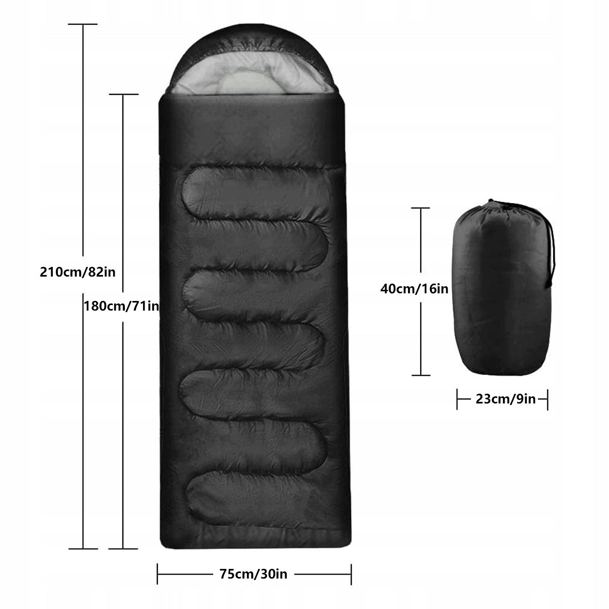 SLEEPING BAG MUMMY HIKING LIGHT WARM QUILT HOOD 2in1 COVER 210x75 CM Packaging status original