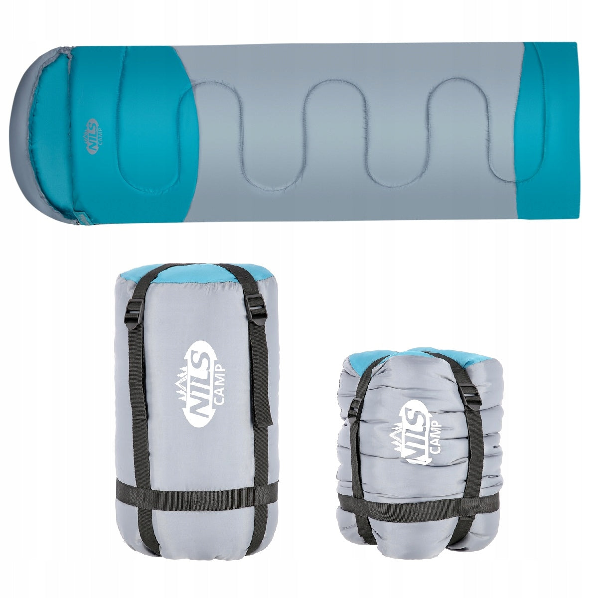 SLEEPING BAG NILS CAMP cover with compression straps 175+30cm hood Warm