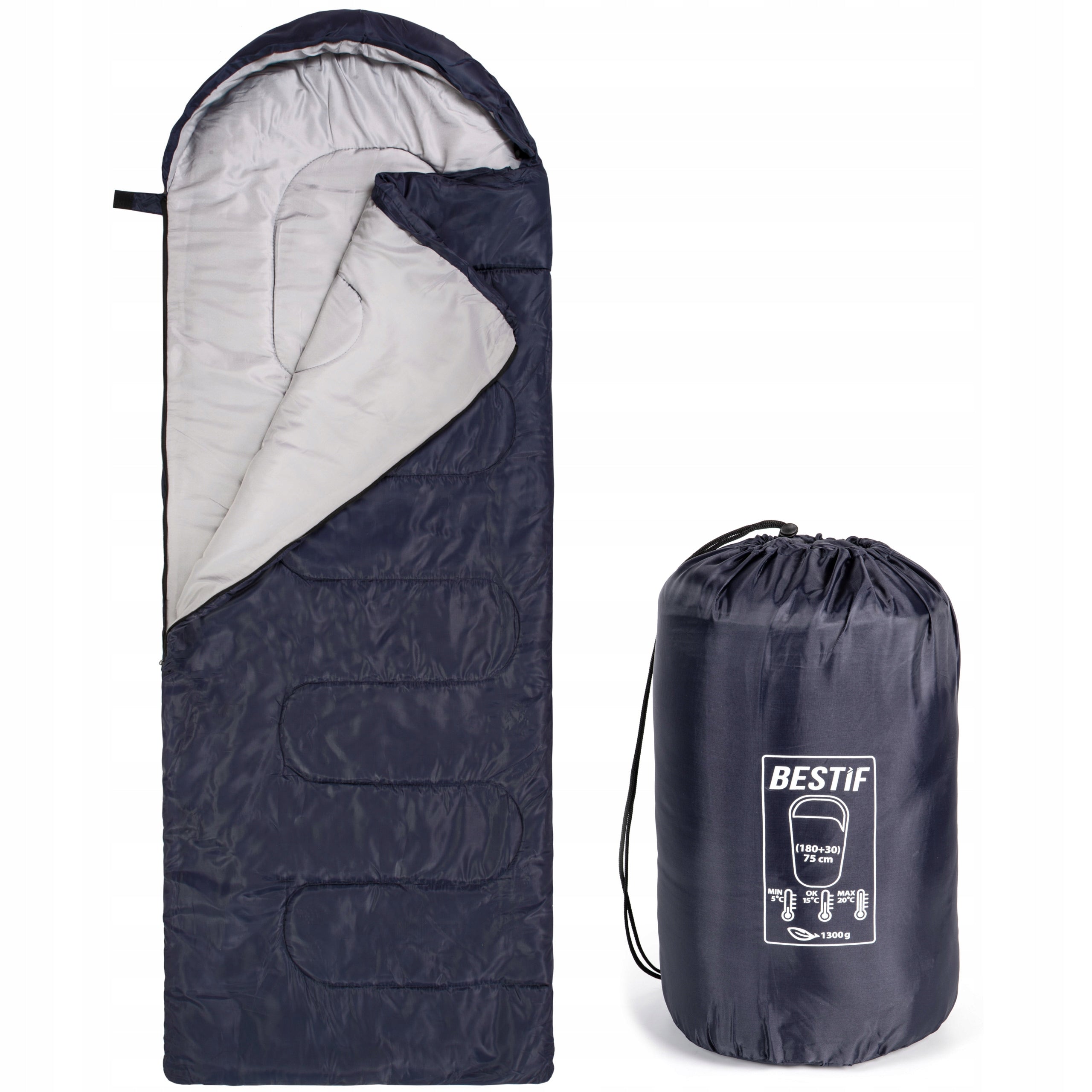 SLEEPING BAG QUILT 2in1 WITH HOOD TOURIST WARM BESTIF 210X75 CM COVER Brand Bestif