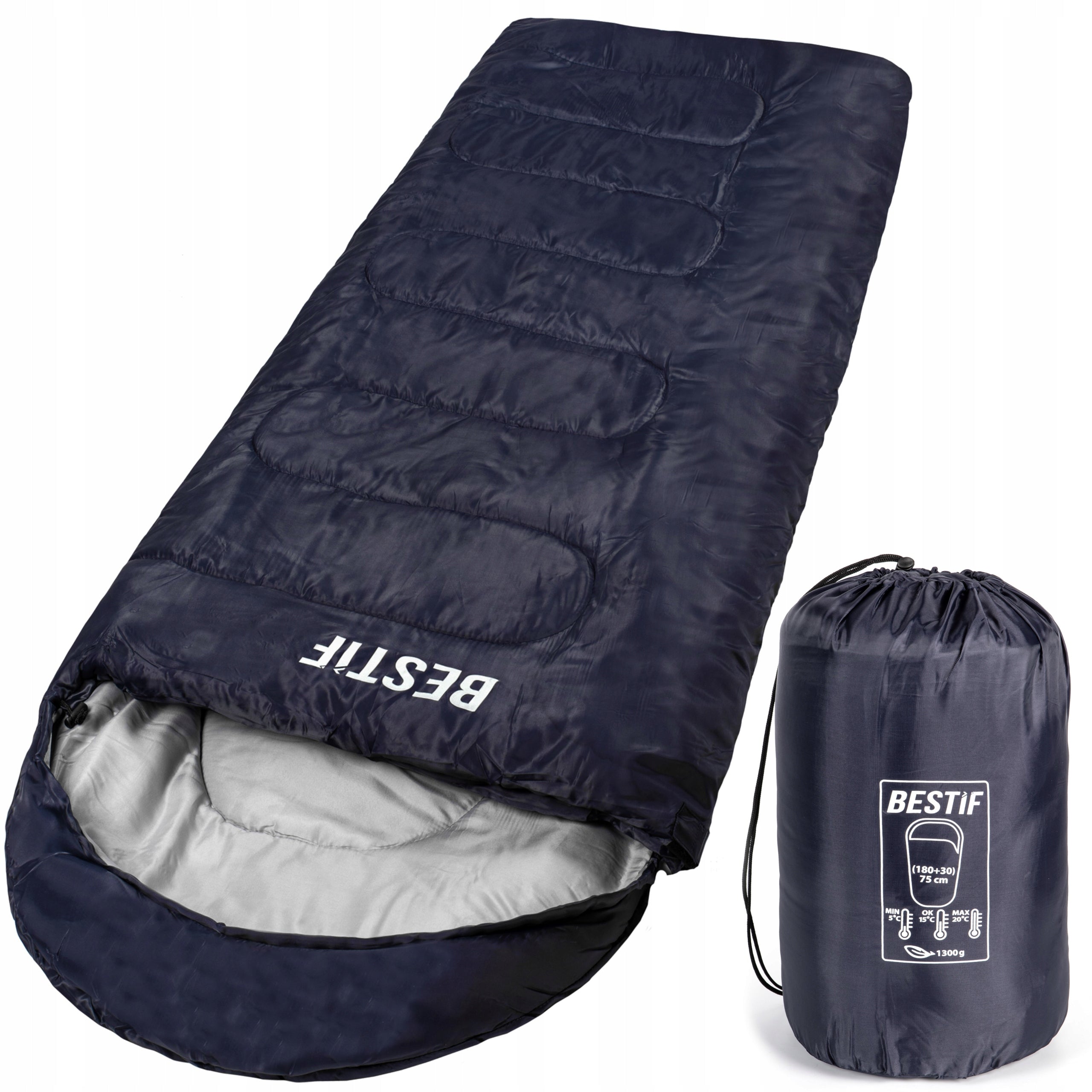 SLEEPING BAG QUILT 2in1 WITH HOOD TOURIST WARM BESTIF 210X75 CM COVER
