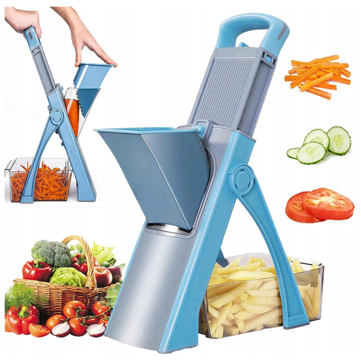 SLICER SHREDDER FOR VEGETABLES AND FRUITS GRATER MULTIFUNCTIONAL BLUE