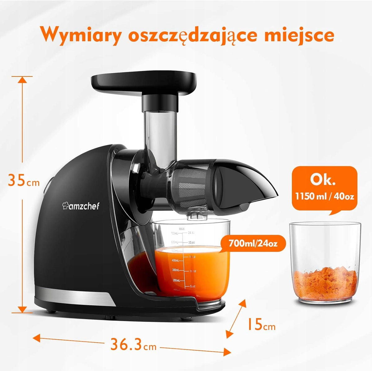 SLOW JUICER 150W SILENT MOTOR STAINLESS STEEL WITHOUT BPA JUICE Manufacturer code 5903387036820