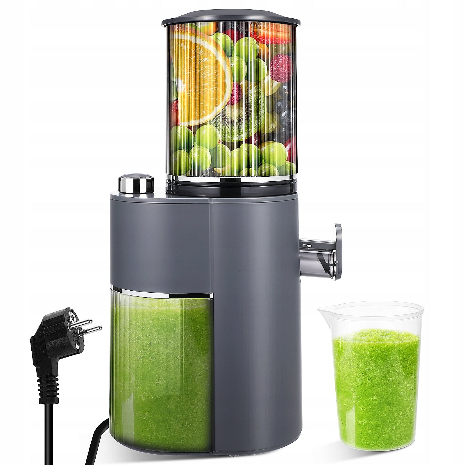 SLOW JUICER FOR FRUITS AND VEGETABLES Dominant color gray