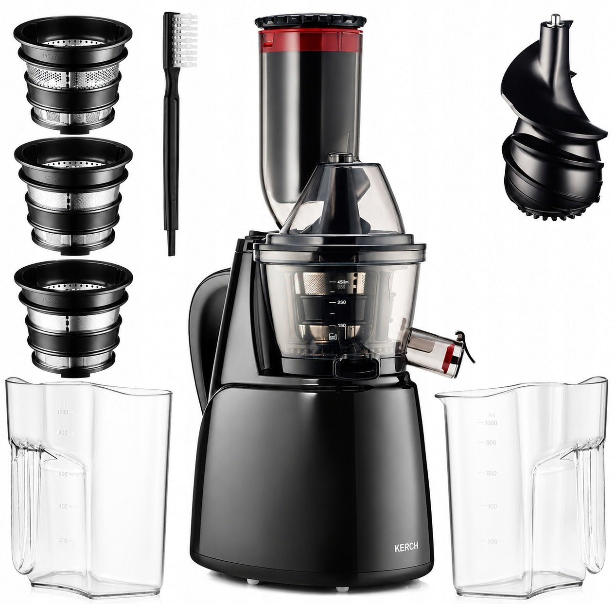 SLOW JUICER FRUIT VEGETABLE JUICERS KERCH ALTA 400W 3FILTERS