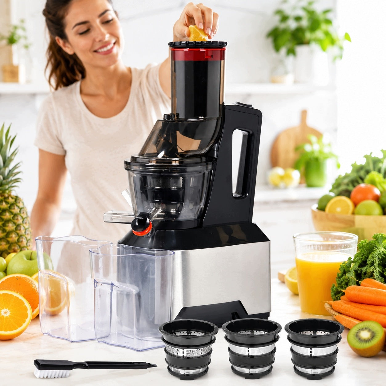 SLOW JUICER LUND 150W BLACK FOR FRUIT JUICE JUICER 67841 Packaging status original