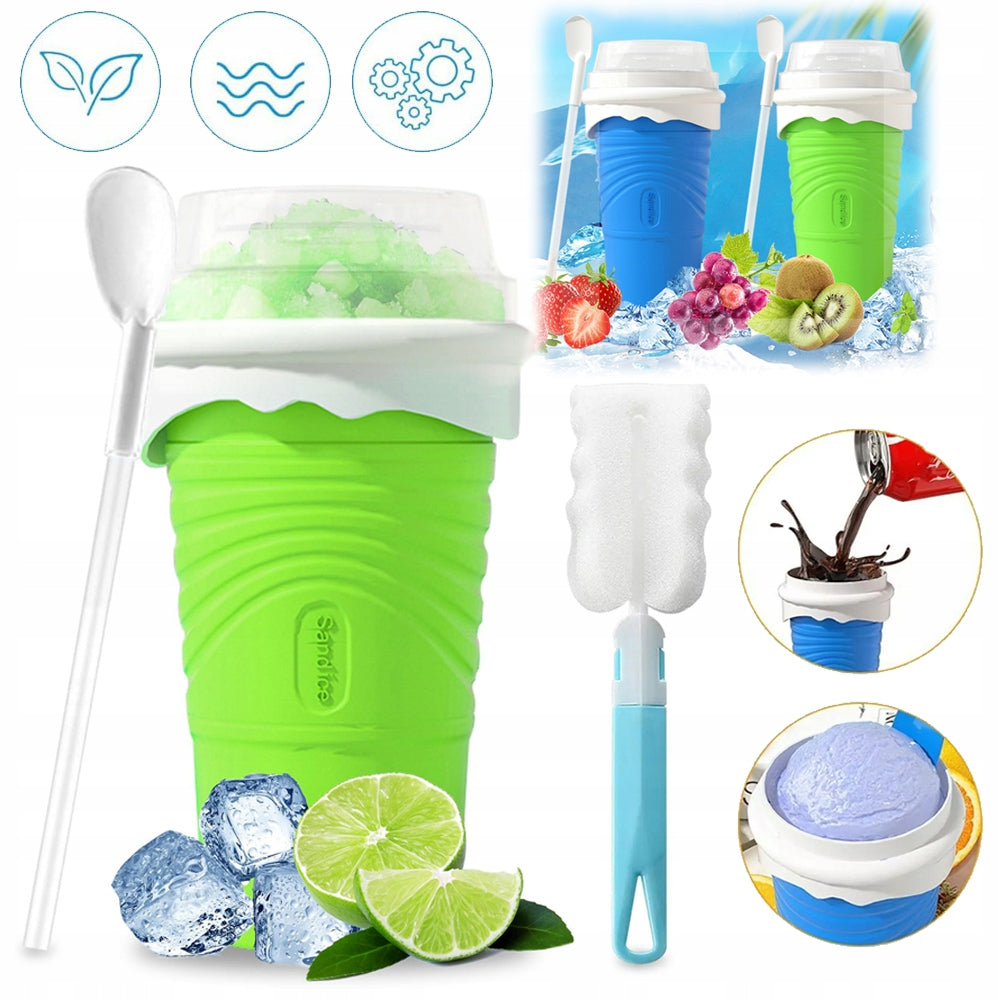 SLUSHY CUP WITH STRAW AND SPOON, SLUSHY MAKER, SLUSHY CUP