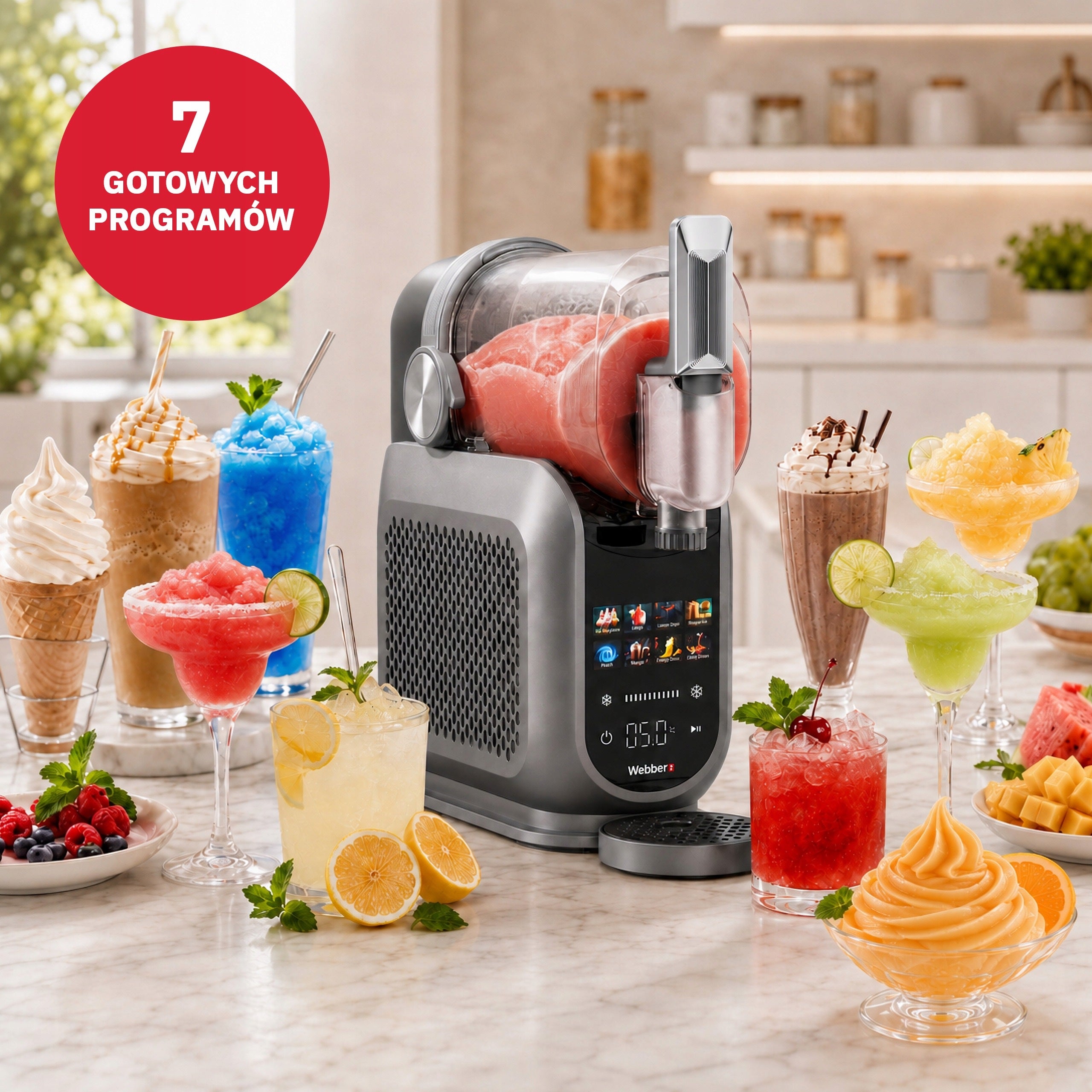 SLUSHY MACHINE FOR ITALIAN ICE CREAM GRANITY WEBBER PRO 1,8 L 220 IN 8 PRGRAMS Manufacturer code 05WSM7PRO