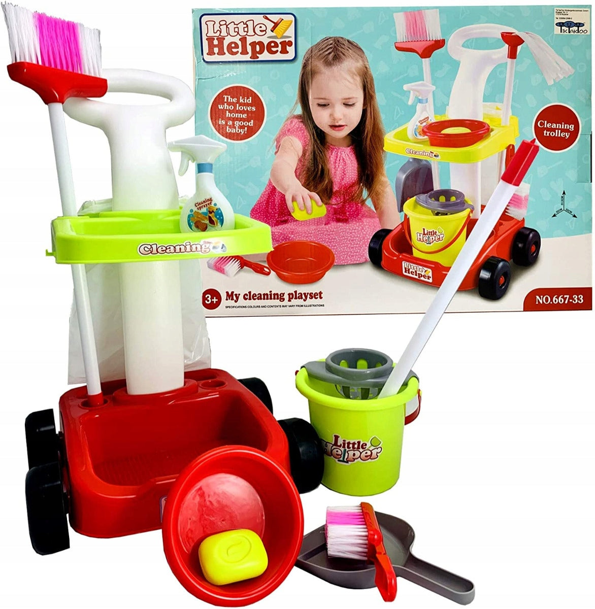 SMALL CLEANER SET IN STROLLER ACCESSORIES FOR CHILDREN MOP BROOM Bucket