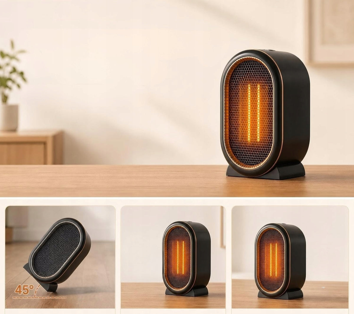 SMALL ELECTRIC HEATER MINI HEATER BLACK 2 LEVELS 1200W Brand Wentylator