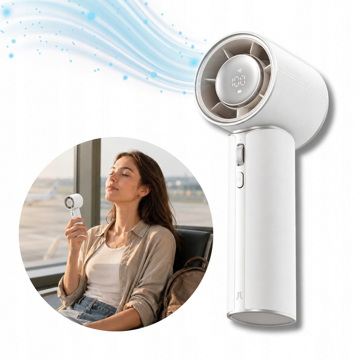 SMALL FAN USB C 4250mAh PORTABLE FAN 100 AIR SUPPLY MODES JISULIFE