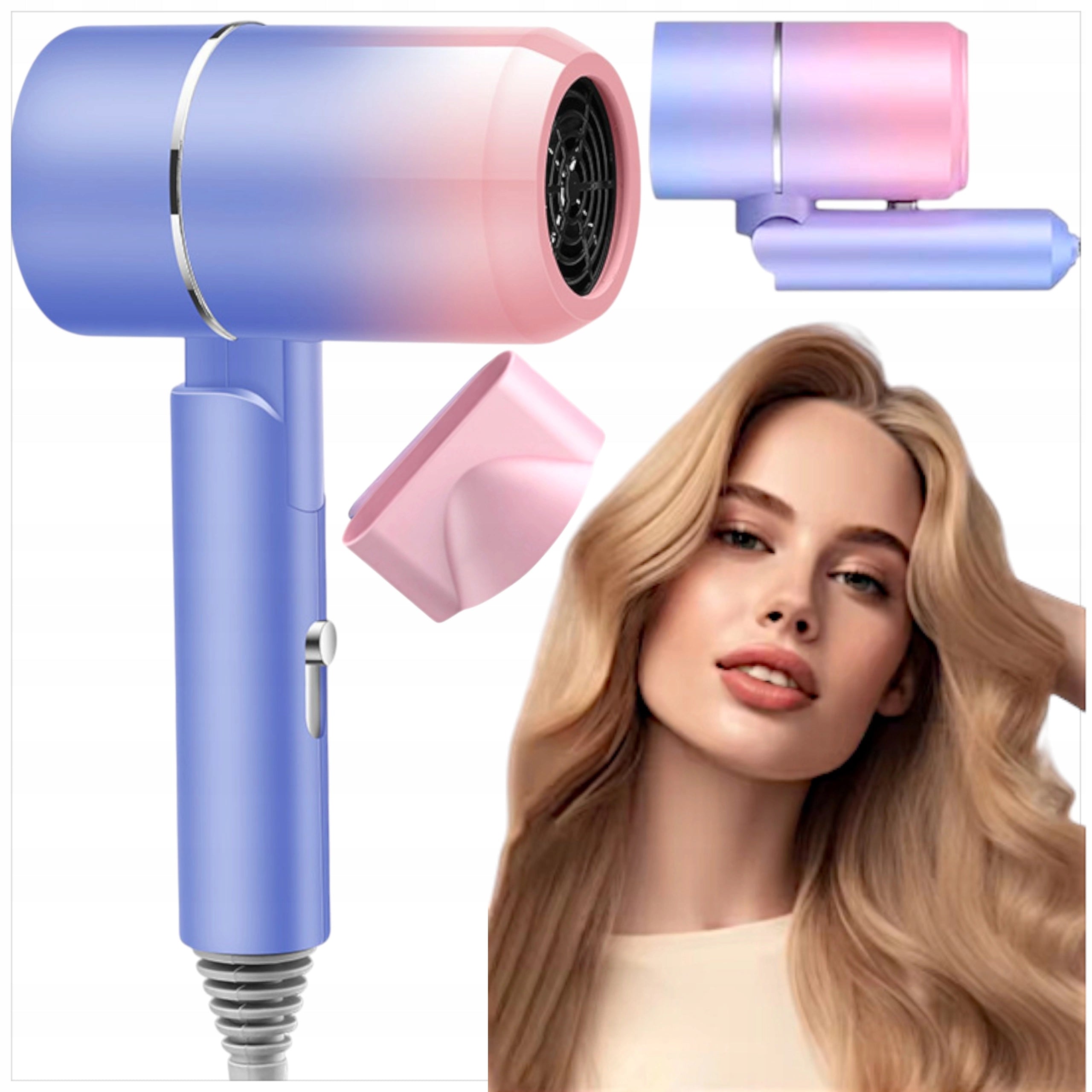 SMALL FOLDING HAIR DRYER LIGHT TOURIST MEGA STRONG POWER 2000W
