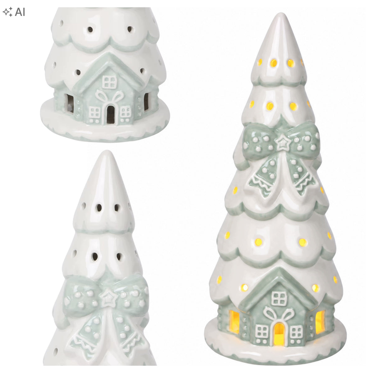SMALL GINGERBREAD CHRISTMAS TREE GLOWING WHITE DECORATION LED CHRISTMAS FIGURINE